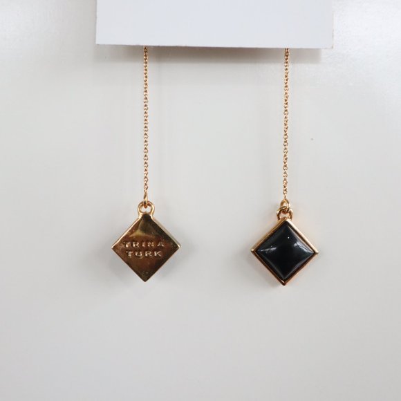 TRINA TURK Dangling  Black Squares  Earrings - Picture 3 of 5